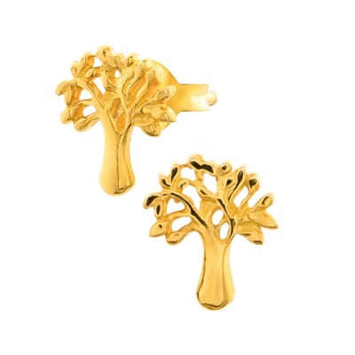 WeLoveSilver - Zilveren oorstekers - Gold plated - Levensboom design