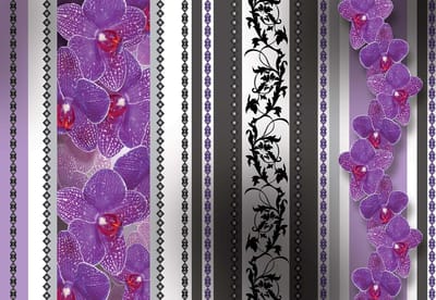 Fotobehang Flowers Floral Orchids Pattern | XL - 208cm x 146cm | 130g/m2 Vlies