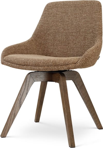 Nolon Noor-Isa draaibare Eetkamerstoel bruin blend - walnoot houten onderstel - japandi - stijlvol - stoffen zitting