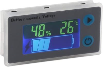 Batterijcapaciteitsmonitor, 10-100 V, programmeerbaar batterijniveau-, spanning-, temperatuurmeter, 12 V, 24 V, 36 V, 48 V, LCD-display, percentage-indicator, tester, elektrische hoeveelheidsdetector.