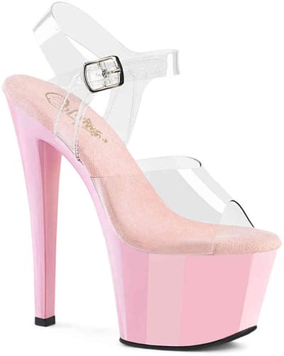 Pleaser - SKY308 Sandaal met enkelband - US 10 - 40 Shoes - Transparant/Roze