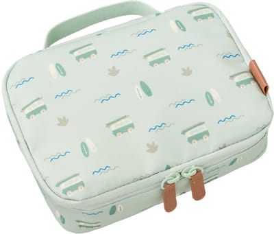Fresk Kleine Koeltas Kind 2.5 L– Lunchtas Jongens – Thermische Lunch Koeltas - Met Bestekvak - Waterafstotende Lunchtas - Groen - Surf Boy