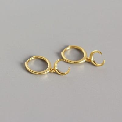 925 Sterling Zilver Maan Hoepel Oorbellen voor Vrouwen Goud Zilver Sieraden Feest Cadeaus Groothandel S-E1378 beige