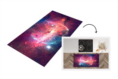 Keukenloper - Loper keuken - Oranje - Sterren - Ruimte - 120x60 cm - Keukenloper vinyl