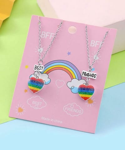 Kettingen 2 stuks BFF Best Friends hart regenboog