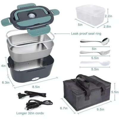 1,5 L 60W Elektrische Lunchbox Voedselverwarmer Draagbare Voedselverwarmer voor Auto Of Thuis - Lekvrij, Lunchverwarming Magnetron voor Vrachtwagenchauffeurs gray