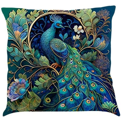 1-Delige Olieverf Pauw Scandinavische Stijl Kussensloop, Zacht & Comfortabel, Decoratieve Kussensloop voor Huisbank 45x45cm