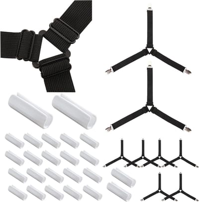 Verstelbare Bedlakens Bevestigingsset van 8 - Duvet Cover Clips en Elastische Klemmen voor Matrassen en Sofas