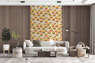 Behang - Fotobehang Patronen - Eten - Cupcake - Breedte 200 cm x hoogte 300 cm