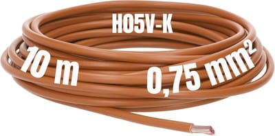 Kalitec 10 meter H05V-K 0,75 mm² bruine bedradingskabel I kernkabel I PVC enkeladerig I meeraderig 0,75mm2 I bedrading fijnaderig I enkele kabel I kabel massief I schakeldraad vlamvertragend