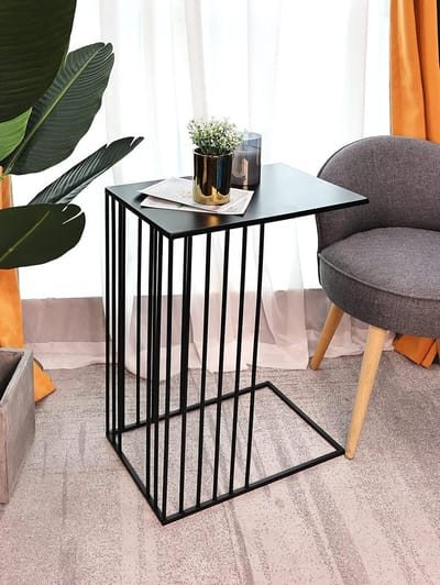 Bijzettafel Metaal - Nachtkastje Sofa Tafel - Woonkamer Decoratie - Glad Hittebestendig Blad - 45 x 30 x 59 cm