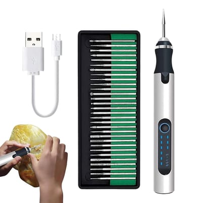 Graveer Pen - Elektrisch Gereedschap - Materiaal Bewerken - USB Oplaadbaar - 3 Snelheden - Zilver