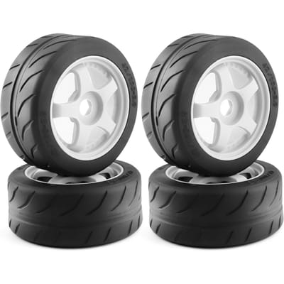 Lot de 4 pneus de voiture tout-terrain télécommandés à 5 rayons 102 x 75 x 43 mm, roue de 17 mm de remplacement hexagonale pour Arrma 1/7 blanc