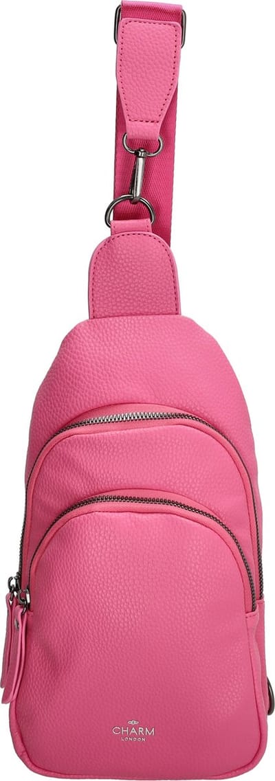 Charm London New York Schoudertas Dames - Crossbodytas met verstelbare schouderband - Tas van Imitatieleder - Fuchsia