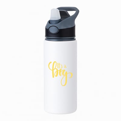 Hacebo® - It's a Boy waterfles met rietje zwart - Baby - Kersverse ouders - Geboorte kraamcadeau jongen - babyshower - water fles - 650ML