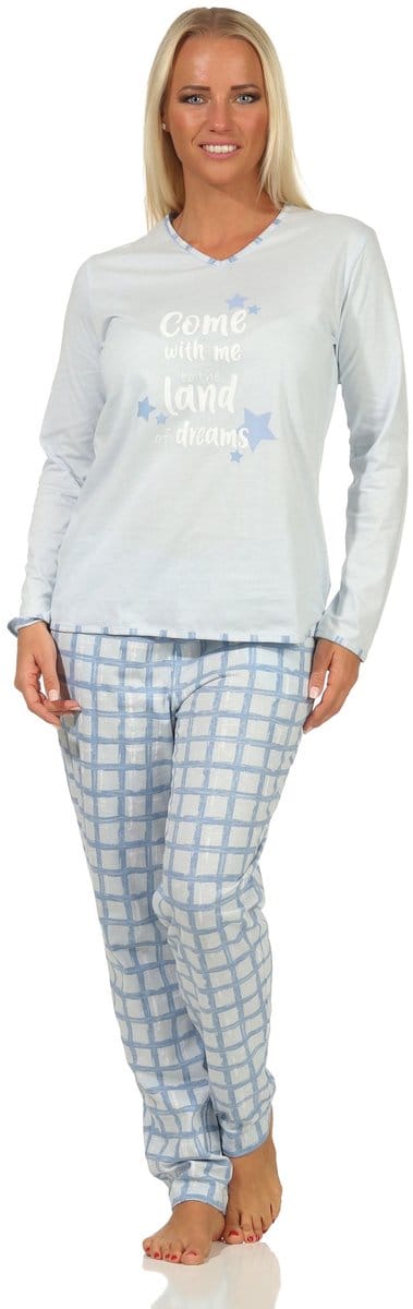 Damespyjama met geruite jersey broek - ook verkrijgbaar in overmaten