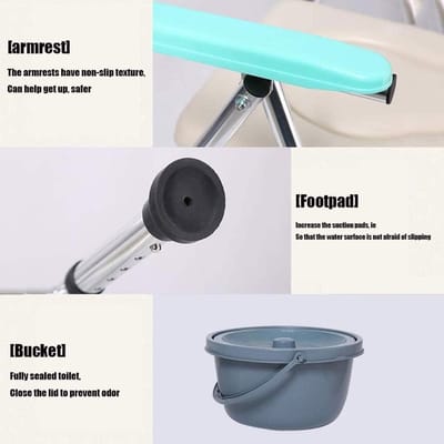 Opvouwbare Toiletstoel - Baddouchestoel - Thuiszorg Mobiliteit - Verstelbare Hoogte - 63x69x91.5 cm