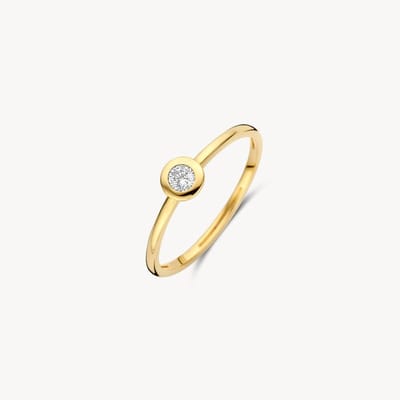 Blush Gouden Ring 1273YZI/54 | 14k Geel goud zirkonia ring met gladomzetting | elegante sieraden stijl tijdloos design