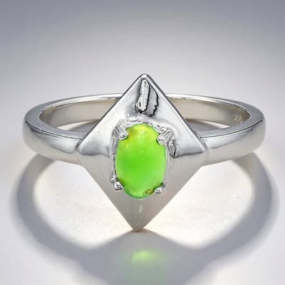Cavill - Zilveren Ring - 925 Sterling Zilver - 0,35 ct Keizerlijk Chrysopraas Ovaal Cabochon - Modern Groen - Edelsteen Australië