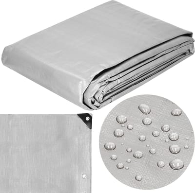 Waterdicht Zeil - Afdekzeil Beschermhoes - Universeel Gebruik - Scheurvast PVC Materiaal - 5 x 3 Meter - Grijs Bruin