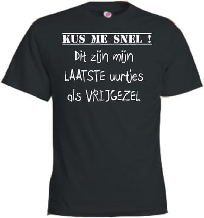 Mijncadeautje T-shirt - Kus me snel, laatste uurtjes vrijgezel - Unisex Zwart (maat M)