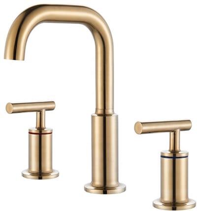 Hudor Wastafelkraan Goud Messing - Fonteinkraan 3-gats met Planchet - Wastafelmengkraan Scamandre Collectie - Draaibare Uitloop