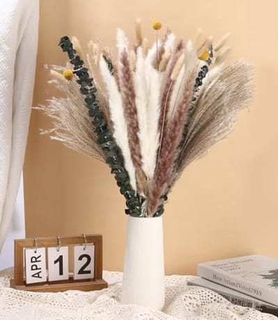 Gedroogd Pampas Gras Boho Decoratie 115 Stuks - Eucalyptus en Riet Gras Boeket voor Tafel en Bruiloften