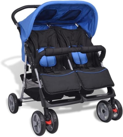 Dubbele Kinderwagen - Kinderbuggy - Wandelen met kinderen - Verstelbare rugleuning - 94 x 80 x 44 cm