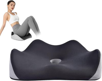 Ergonomisch Zitkussen van Geheugenschuim voor Kantoor, Auto en Rolstoel - Orthopedisch Coccyx Kussen tegen Drukpunten, Zwart