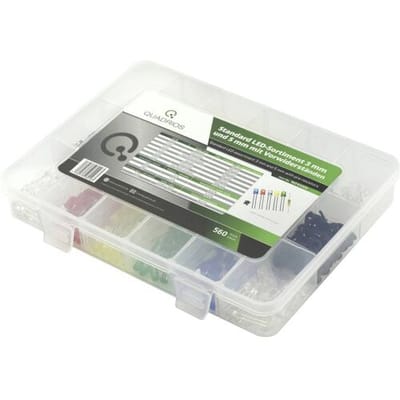Quadrios LED-assortiment Rood, Groen, Geel, Blauw, Koud-wit, Warm-wit Rond 3 mm, 5 mm 20 mA 2.0 V