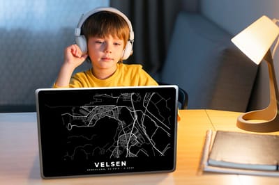 Laptop sticker - 14 inch - Kaart - Velsen - Zwart - 32x5x23x5cm - Laptopstickers - Laptop skin - Cover