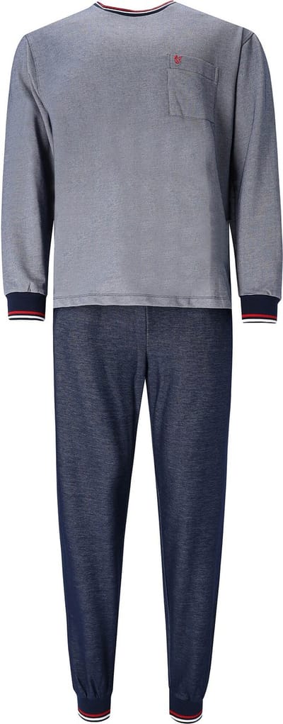 Marine blauwe heren pyjama Hajo - Blauw - Maat - 50