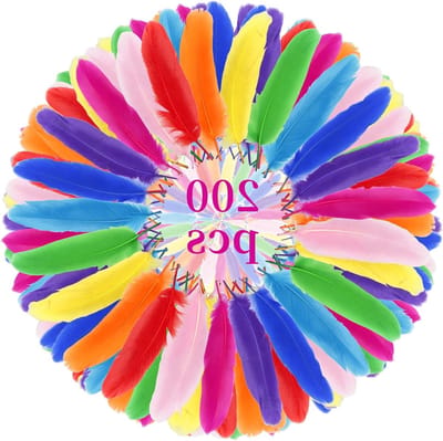 Pack van 200 kleurrijke craft feathers van 10-15 cm voor knutselen, kinderdagverblijf, bruiloften en kostuumdecoraties