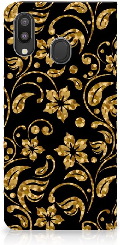 Samsung Galaxy M20 Smart Cover Gouden Bloemen