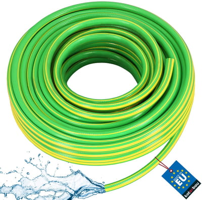 KOTARBAU® Tuinslang, Waterslang, PVC, 30 m, Groen Geel, 3/4 Inch, 4-Lagen, Flexibel, Bewateringsslang, Versterkt, Tuinbewateringsslang, Waterslang voor Tuin