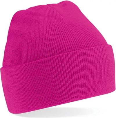 Beechfield kindermuts Soft Feel - fuchsia roze - voor kinderen - meisjes - acryl - one size - dubbel laags