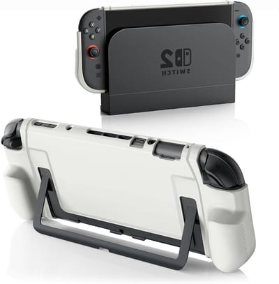 Ergonomische TPU Grip Beschermhoes voor Nintendo Switch 2 - Schokbestendig, Antikras en Precisie Snijdingen, Grijs