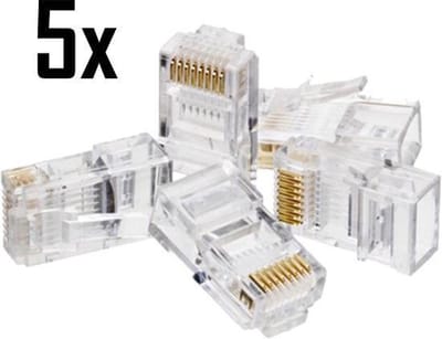 RJ45 CAT6 UTP Connector - LAN Kabel Aansluiting Stekker voor Internet / Netwerk kabel - 5 Stuks