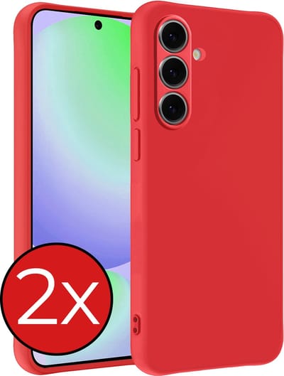 Hoesje - 2 Stuks - Geschikt voor Samsung Galaxy S24 FE - Sterk & Shockproof - Telefoonhoes - Back Cover - Case Siliconen - Telefoon Hoes - Rood