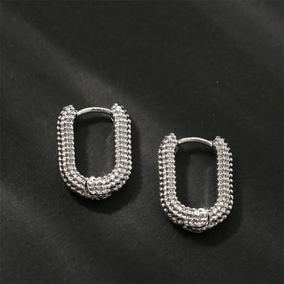 Boucles d'oreilles créoles géométriques en métal vintage Mode Nouveau Design Boucles d'oreilles minimalistes Pour femmes Simple Mode Bijoux de fête Cadeau black