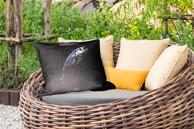 Buitenkussens - Tuin - Makreel - Vis - Zwart - 50x30 cm