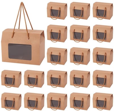 Dailygoods- Geschenkdozen 20 Stuks - Kraftpapier - Met Venster - Voor Verpakking - Bruiloft - Feest - 15x9x12cm - Verpakkingsdozen