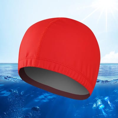 Elastische Waterdichte PU Coating Zwemmutsen Zwembad Unisex Zwemmutsen Eén maat Heren Dames Oorbescherming Zwemmuts Zilver Roze