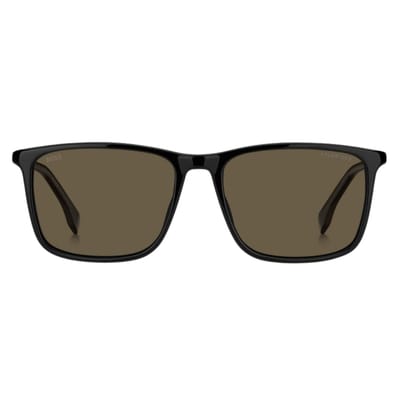 Hugo Boss Bruine Gepolariseerde Lens Zwarte Dunne Montuur Zonnebril