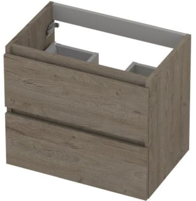 INK - Onderkast 2 Laden Greeploos met Houten Keerlijst - 600x400x520 Mm - Greige Eiken