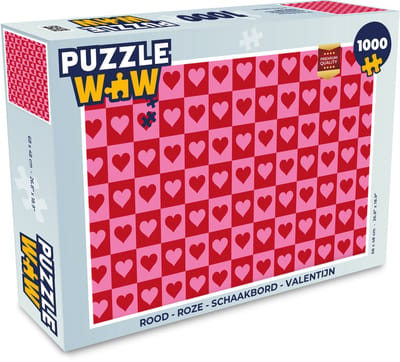 Puzzel Rood - Roze - Schaakbord - Valentijn - Legpuzzel - Puzzel 1000 stukjes volwassenen
