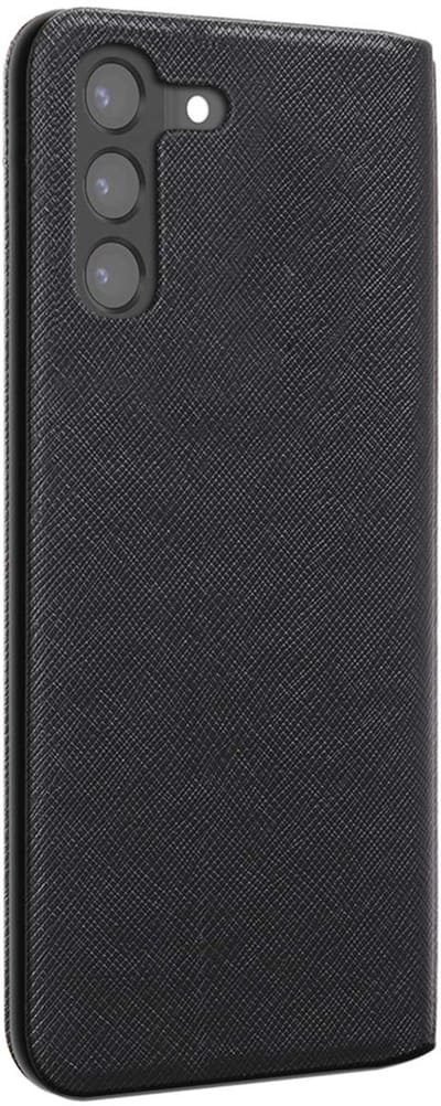 Bigben Connected, Hoesje geschikt voor Samsung Galaxy S22 Plus - Saffiano Effect Folio met Standaard & Kaarthouder, Zwart