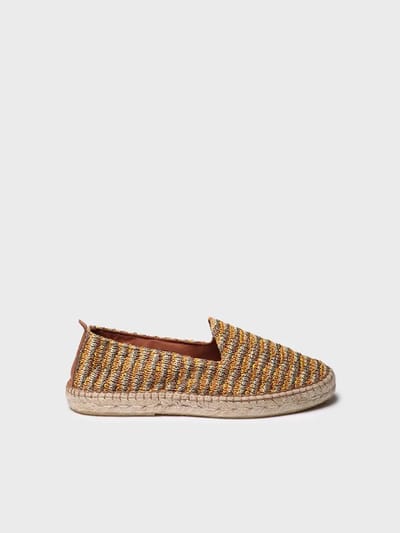 Gesloten espadrille van raffia voor heren met treklus aan de achterkant | DARWIN
