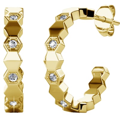 Gebogen oorbellen - Goud en kristal