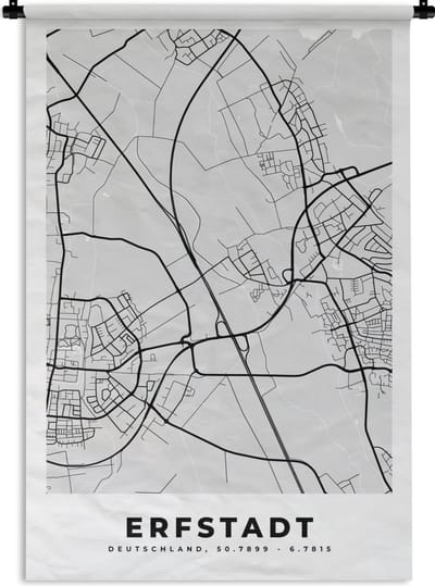 Wandkleed - Wanddoek - Duitsland - Stadskaart - Plattegrond - Erfstadt - Kaart - 120x180 cm - Wandtapijt